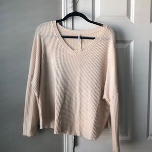 Only For You Light Pink Knit Long Sleeve Top